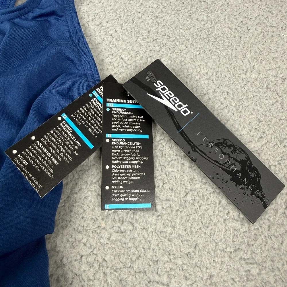 Speedo Endurance+ Swimsuit Girls 6/22 Navy Super Pro Back Youth Training NWT New